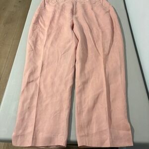 J.M.P. Pink Linen Wide Leg Trousers 2X Peach Lined Elastic Waist Dress Pants